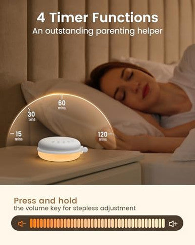 Glocusent 3-In-1 Portable Baby Sound Machine White Noise Machine For Sleeping Night Light & Phone Connected Speaker 34 Sounds Timing Function 1000Mah Large Battery Designed For Travel