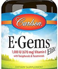 Carlson EGems Elite 1000 IU (670 mg) Vitamin E with Tocopherols and Tocotrienols Optimal Wellness 60 Softgels