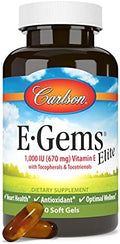 Carlson EGems Elite 1000 IU (670 mg) Vitamin E with Tocopherols and Tocotrienols Optimal Wellness 60 Softgels