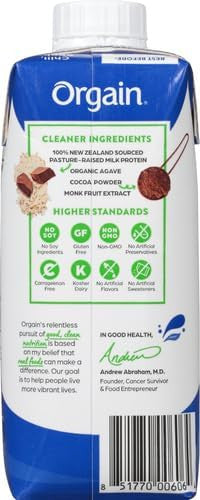 Orgain Whey Protein Shk Chocolate Fudge 11 Oz (Pack Of 4)
