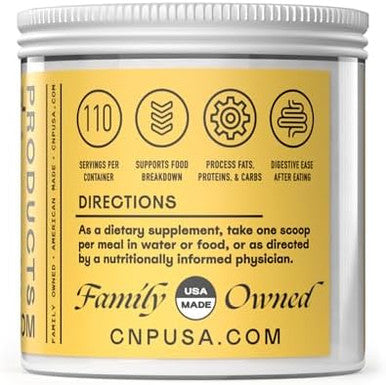 Complete Natural Products Digestive Enzyme Powder - Plant Based Blend, 8Oz Glass Jar, Gentle Digestive Support