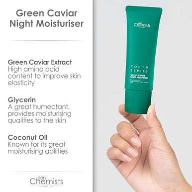 Skin Chemists Anti Aging Face Mask Green Caviar Anti Aging Face Mask - Nourishing Anti-Aging Facial Treatment Mask For Revived And Protected Skin - Rich In Amino Acids And Antioxidants - 50Ml