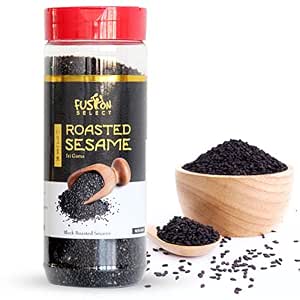 Fusion Select Roasted White Sesame Seeds - Natural Toasted Sesame Seeds - Crispy, Crunchy, Nutty Taste for Asian, Mediterranean & Middle Eastern Cuisine - Salad, Soup, Noodle & Sushi Topping