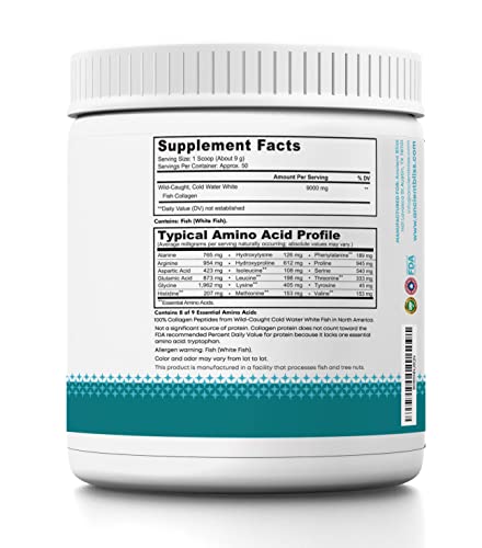Ancient Bliss Wild-Caught Marine Fish Collagen Peptides Powder Flavorless Collagen Protein Supplement With Type 1 Non-Gmo Gluten-Free Amino Acid Supplement For Skin Hair And Nails 15.87 Oz