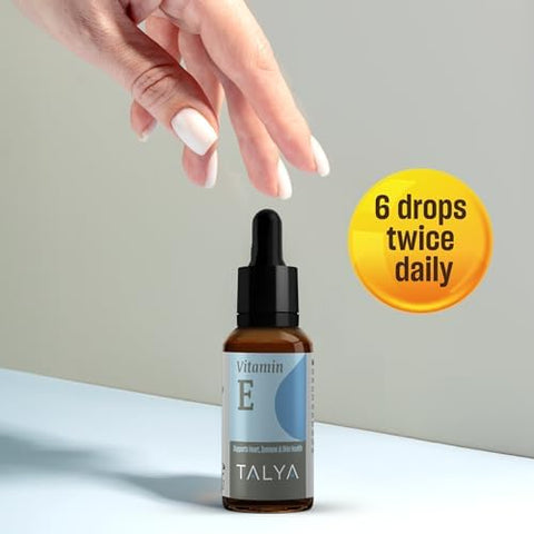 TALYA Vitamin E Liquid Drops 0.34 fl.oz Bone Joint Heart Health for Scars and Skin Bottle with Dropper Supplement NonGMO Vegan