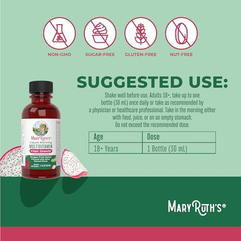 MARYRUTH'S Liquid Multivitamin + Hair Growth Travel Pack Biotin 10000mcg Lustriva Hair Growth Supplement Clinically Tested in Women for Thicker Hair and Facial Wrinkle 18+ 1 Fl Oz (Pack of 8)