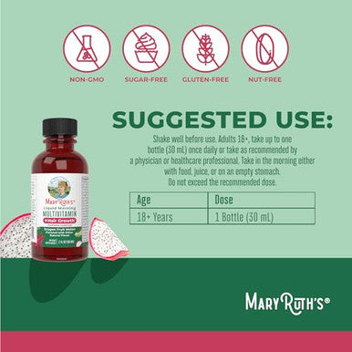 Maryruth's Liquid Multivitamin + Hair Growth Travel Pack 1 Fl Oz 10000Mcg