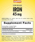 Sundance Iron 45Mg Slow Release Pills 50 Tablets Essential Mineral Supplement Vegetarian Nongmo And Gluten Formula