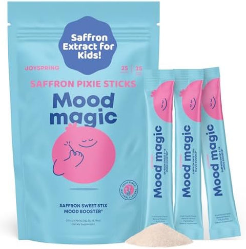 JoySpring Kids Magnesium Routine Magnesium Citrate Liquid Drops with Chamomile + Saffron Powder with Vitamin D3 Mineral and Botanical Daily Supplement for Kids