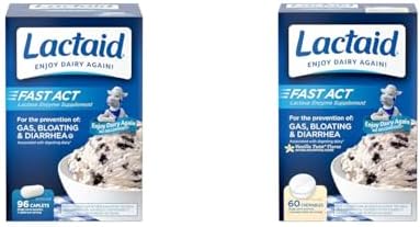 Lactaid Fast Act Lactose Intolerance Caplets With Lactase Enzyme Dairy Relief From Gas Bloating & Diarrhea 9000 Fcc Lactose Intolerance Pills 96 Individual Travel Onthego Packs (96 X 1 Ct)