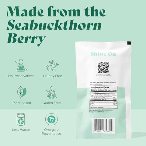 Sibu Femininity Smooth As Silk 60-Day Refill For Vaginal Dryness (120 Softgels) Sea Buckthorn Oil With 365Mg Omega 7 Omega 3 And Omega 9