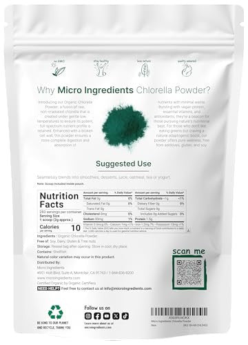 Micro Ingredients Organic Chlorella Powder 20 Ounces Broken Cell Wall For Complete Absorption Raw Superfood Supplement Rich In Protein & Vitamins Non-Gmo Vegan Non-Irradiated