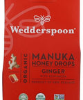Wedderspoon Organic Manuka Honey Drops, Ginger & Echinacea, 20 Count (Pack of 1) | Genuine New Zealand Honey | Perfect Remedy For Dry Throats