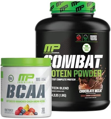 Muscle Pharm Combat 4Lb Chocolate Protein And Musclepharm Fruit Punch Bcaa'S