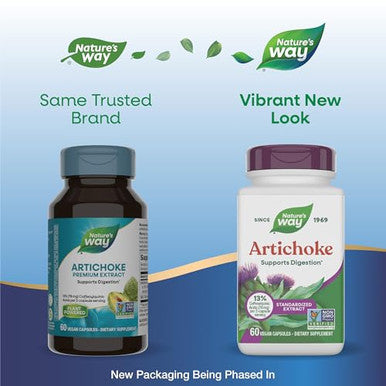 Nature'S Way Artichoke Digestion Support Non-Gmo Project Verified Vegan Gluten-Free 60 Capsules (Packaging May Vary)