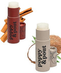 Poppy & Pout Jumbo Lip Balm 2 Pack, All Natural Lip Balms & Moisturizers, Hydrates With Beeswax, Vitamin E, Organic Coconut, Island Coconut & Cinnamint