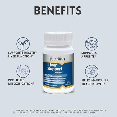 Herbion Naturals Liver Support Herbal Blend With Milk Thistle Supports Healthy Liver Function Promotes Detoxification Supports Appetite 60 Vegicaps (Pack Of 48)