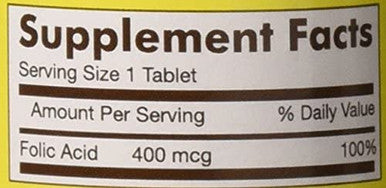 Mason Vitamins Folic Acid 400 mcg Tablets, 60 Count