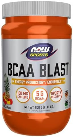 Now Foods Sports Nutrition Bcaa Blast Powder 5 G Bcaa 100 Mg Caffeine Tropical Punch 600Grams