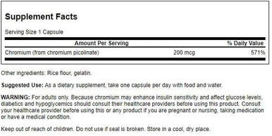 Swanson Chromium Picolinate - Natural Supplement - (200 Capsules 200mcg Each) (3 Pack)