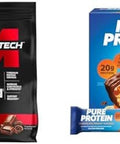 Muscletech Whey Protein Powder Bundle Phase8 4.6Lb Chocolate Protein Powder + Pure Protein Chocolate Peanut Caramel Protein Bars 12 Count