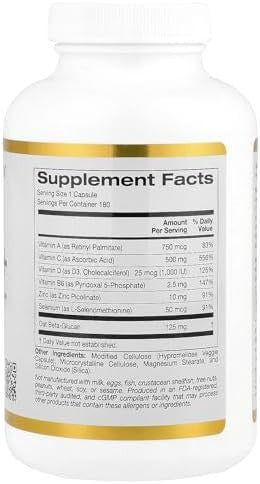 California Gold Nutrition Immune Complex + With Vitamins A C D Plus Zinc And Selenium 180 Veggie Capsules