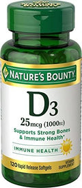 NatureS Bounty Vitamin D3 Vitamin Supplement Supports Immune System And Bone Health 1000Iu 120 Softgels