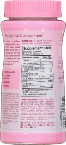 Nature'S Bounty Optimal Solutions HairSkin & Nails Vitamin Gummies With Biotin2500 McgStrawberry80 Count (Pack Of 3)