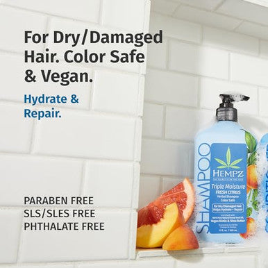 Hempz Biotin Hair Shampoo - Sweet Pineapple & Honey Melon - For Thin/Fine Hair Growth & Strengthening Of Dry Damaged And Color Treated Hair Hydrating Softening Moisturizing - 33.8 Fl Oz