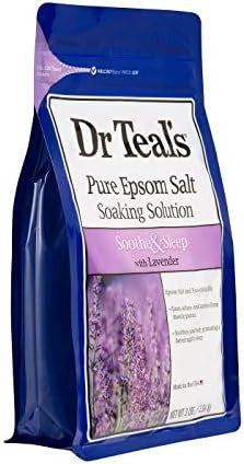 Dr. Teal'S Pure Epsom Salt Recovery Soaking Solution Set (2 Pack 3Lbs Ea.) Soothe & Sleep Lavender Pre & Post Workout With Magnesium Sulfate & Menthol