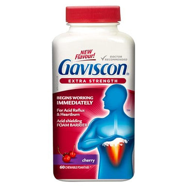 Gaviscon Extra Strength Cherry 60 Count Chewable Foamtabs
