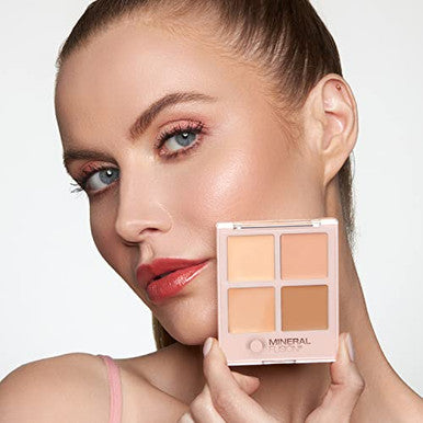 Mineral Fusion Makeup Concealer Palette Quad 4 Light To Neutral Shades .35 Oz Indulgence Cream Contour Palette With Vitamin E C Conceal Blemishes