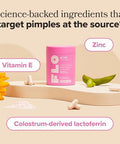 O Positiv Flo Acne Capsules Reduce Number And Severity Of Pimples Whiteheads Blackheads And Pustules On Face Back And Body Colostrum-Derived Lactoferrin Zinc And Vitamin E 30 Servings