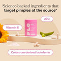 O Positiv Flo Acne Capsules Reduce Number And Severity Of Pimples Whiteheads Blackheads And Pustules On Face Back And Body Colostrum-Derived Lactoferrin Zinc And Vitamin E 30 Servings