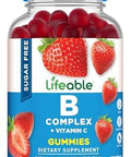 Lifeable Sugar Vitamin B Complex Gummies Bcomplex With Vitamin C Great Tasting Vit B Complex Vitamins Energy And Nerve Support B Vitamins Complex For Women Men Adults 90 Gummies