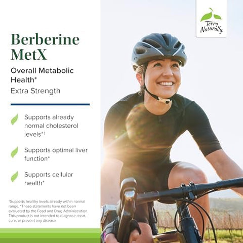 Terry Naturally Berberine Metx Extra Strength Brain & Liver Health Support Supplement Supplement With Indian Barberry Root Extract Vegan Capsules For Metabolic Health Support 60 Capsules