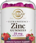 Solgar Zinc Gummies Adult Vitamin With 25Mg Ultra Potency Zinc Citrate For Immune Support Mixed Fruit Flavor Vegan Kosher and Gluten Gummy Supplements For Women and Men 2G Sugar 60 Servings