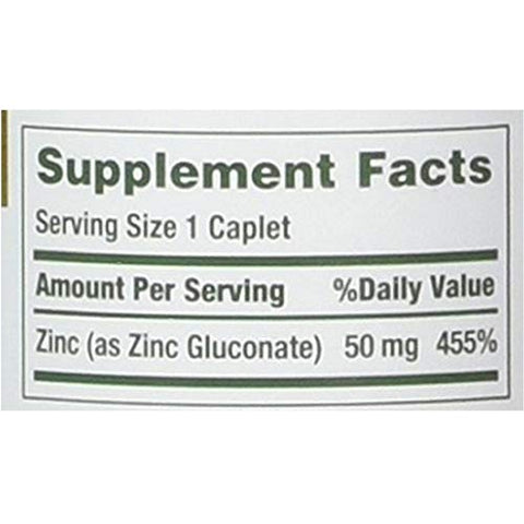 NatureS Bounty Zinc 50 Mg Caplets 100 Ea Pack Of 6