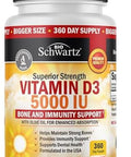 Bioschwartz High Strength Vitamin D3 5000 Iu 125 Mcg (1 Year Supply) Plus 1000Mg Citrus Bergamot Supplement (1 Month Supply)