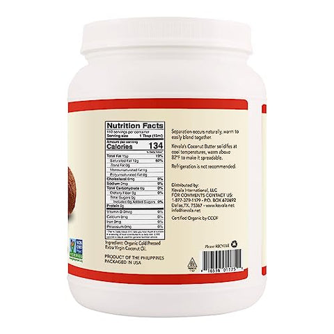 Kevala Organic Coconut Oil - Oil with a Fresh Coconut Scent Perfect for Both Cooking and Skincare, Complements Recipes from Many Cultures, Smooth and Delicate in Body Massages, 3.5 lb, 56oz