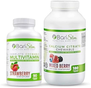Barislim Bariatric Calcium Citrate & Complete Multivitamin Chewable Tablet - Bariatric Vitamin And Supplement For Post Bariatric Surgery Including Gastric Bypass And Sleeve