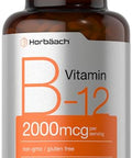 Horbaach B12 Vitamin 2000 mcg 200 Tablets Vegetarian Supplement NonGMO and Gluten Free