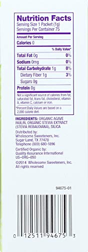 Wholesome Sweeteners Sweetener Stevia 75 Count (Pack of 1)