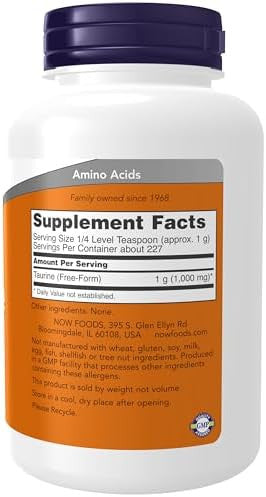 Now Foods Supplements Taurine Pure Powder Nervous System Health Amino Acid 8Ounce