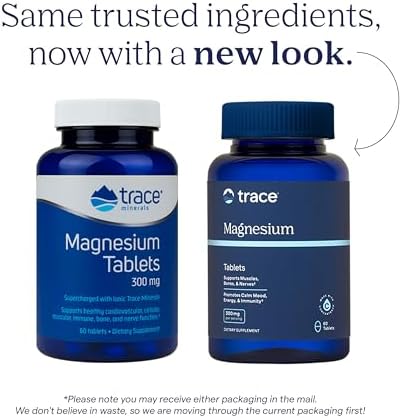 Trace Minerals Magnesium Tablets 300 mg Dietary Supplement to Support Muscle and Immune System Health Cell and Nerve Health Support Supplement with Trace Minerals 60 Tablets (60 Servings)