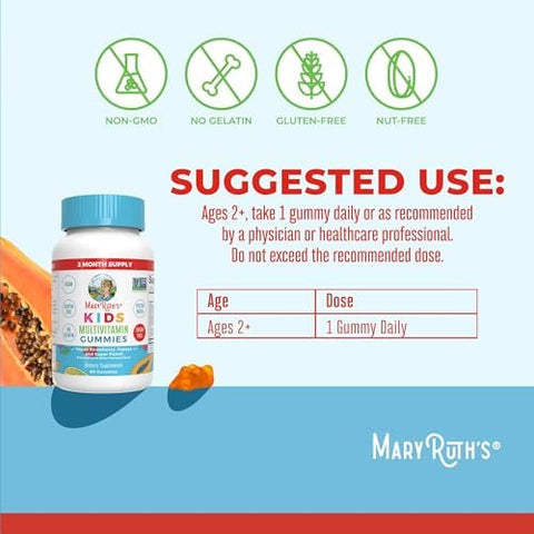 Maryruth Organics Multivitamin (Strawberry) And Magnesium Calm Gummies (Hibiscus) For Kids Clean Label Project Verifieda' Vitamins For Overall Wellness And Sleep Vegan NonGmo Gluten