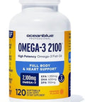 Oceanblue Professional Omega3 2100Mg Fish Oil Supplement " Triple Strength High Potency Epa Dha & Dpa " Burpless Wildcaught Natural Orange Flavor " 138 Count (Pack Of 1)