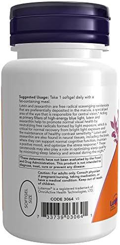 Now Foods Supplements Lutein & Zeaxanthin With 25 Mg Lutein And 5 Mg Zeaxanthin 60 Softgels