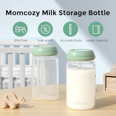 Momcozy Natural Baby Bottle WideNeck Bpa Breast Milk Container Storage Collection 11 Oz 4 Pcs