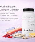 Livingrock Marine Beauty Collagen Complex For Skin Hair & Nails With Type 1 Marine Collagen Hyaluronic Acid Astaxanthin Vitamins C & E 90 Capsules 45-Day Supply